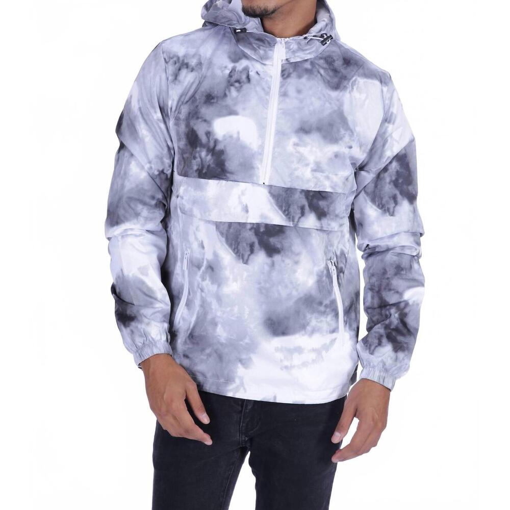 NEW ZAYNE PARIS pullover lightweight rain jacket in grey white